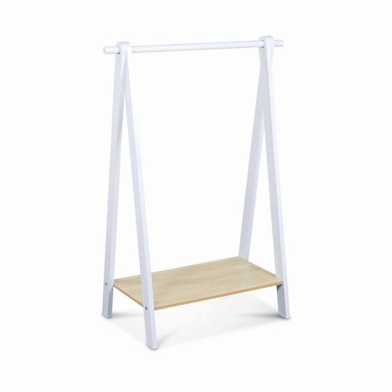 Penderie Enfant Effet Bois Avec Portant Tobias Blanc