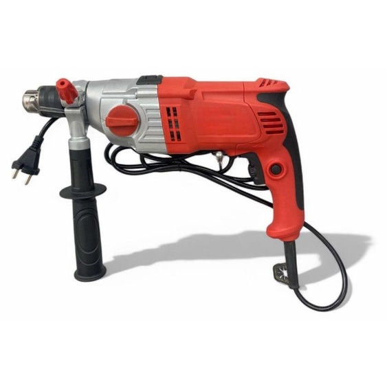 Perceuse à percussion 1050 W à vitesse variable, deux réglages, mandrin de 13 mm, pour percer le béton, lacier et le bois, poignée incluse