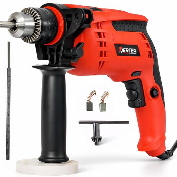Perceuse à percussion 710 W, pour béton, métal et bois, VERTEX, puissante et robuste, 13 mm, avec butée de profondeur VERTEX