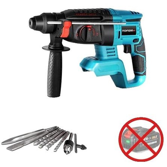 Perceuse à percussion électrique, moteur sans balai, sans fil, bleu Set B