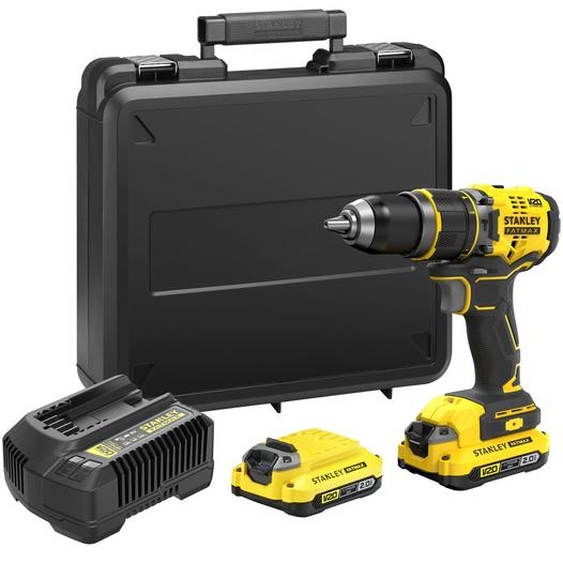 Perceuse à percussion sans fil 18V 80 Nm 35700cps/min Gamme FATMAX V20 SFMCD721D2K-QW - Livré avec 1 Mallette, 2 batteries 2 Ah et 1 chargeur 2 Ah