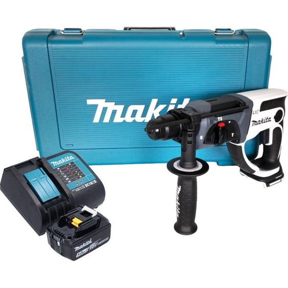 Makita DHR 202 ST1W Marteau perforateur sans fil 18 V 20 mm 2,0 J blanc + 1x batterie 5,0 Ah + chargeur + coffret