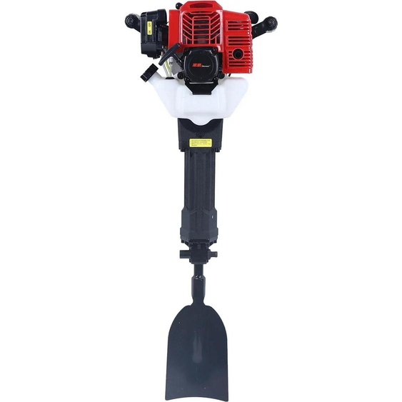 Perceuse à terre à essence - Machine de terrassement 2 temps - Moteur 52cc - 1500 coups par minute - Force dimpact de 20 à 55 joules - Réservoir de 1,1 litre - Portable - Rouge