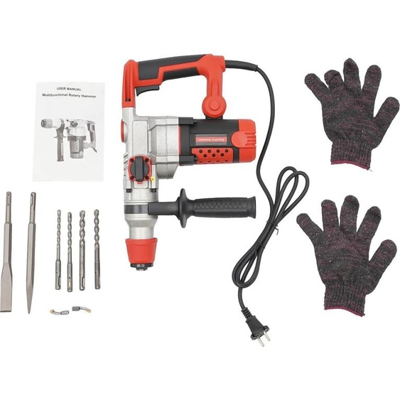 Perceuse électrique, moteur en cuivre pur, 6 forets interchangeables, rouge, UE