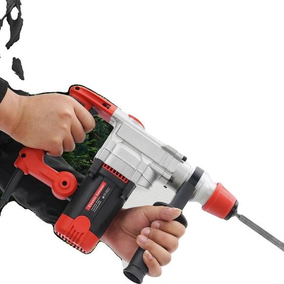 Perceuse électrique, puissance 2200W, vitesse 930 tr/min, poids 6,8 kg, dimensions 41 x 32 x 12 cm, mode manuel