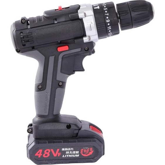 Perceuse électrique sans fil, couple maximal 25-28 Nm, vitesse maximale 1350 tr/min, mandrin, noir, EU