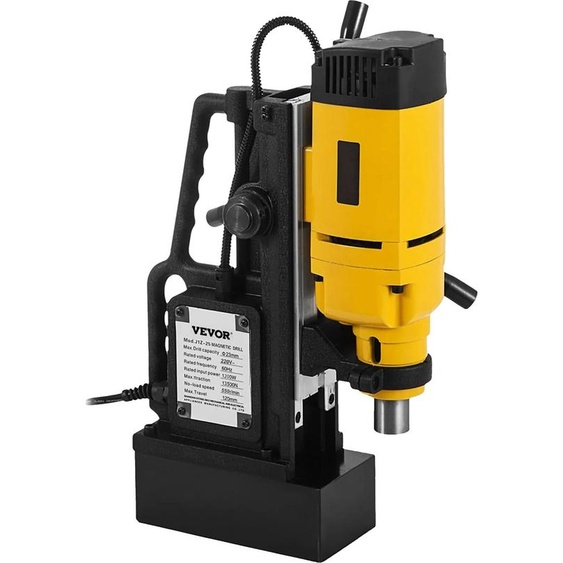 Perceuse magnétique, 1200W, taille de perçage maximale de 23mm, vitesse nominale de 500 tr/min, hauteur de levage maximale de 210mm, adhérence magnétique de 13500N