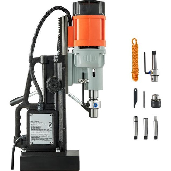 Perceuse magnétique SucceBuy 1,5 kW, capacité de perçage de 60 mm, force dadhérence de 13000 N, avec cône morse et vitesse variable, convient pour le taraudage M3-M16 sur des surfaces métalliques pour les bricoleurs