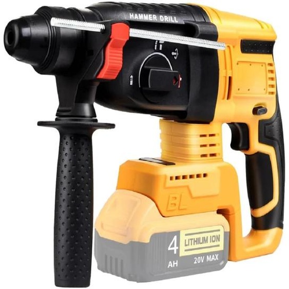 Perceuse-marteau - 3-en-1 : perceuse à percussion et marteau-piqueur - Moteur sans balais - Fonctionnement sur batterie 20 V - Diamètre de perçage : 20 mm - Batterie non incluse - Jaune