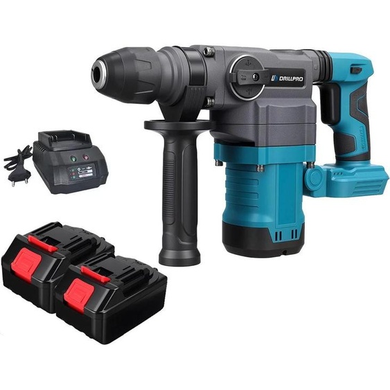 Perceuse-marteau sans fil - Perceuse-marteau sans balais de 18V, alimentée par batterie - 10 joules dénergie dimpact - 2 modes - Diamètre de perçage de 26 mm - Couleur : bleu