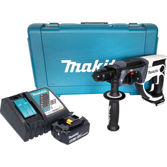 Makita DHR 202 RG1W Marteau perforateur sans fil 18 V 20 mm 2,0 J blanc + 1x batterie 6,0 Ah + chargeur + coffret