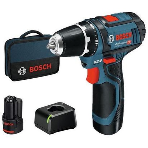 Perceuse-visseuse 12 V GSR 12V-15 + 2 batteries 2 Ah + chargeur + sacoche BOSCH 060186810F