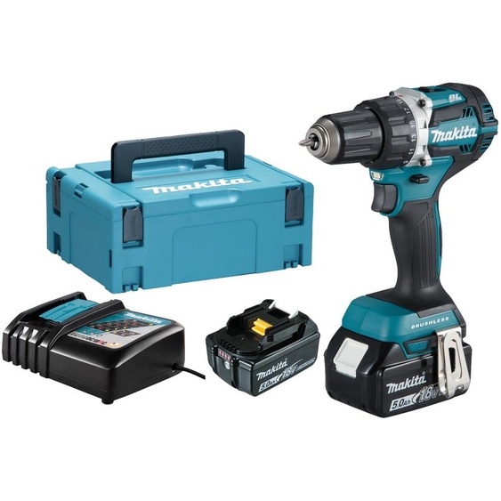 Perceuse-visseuse 18 V + 2 batteries 5 Ah + chargeur + coffret MAKPAC MAKITA DDF484RTJ