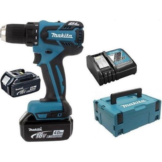 Perceuse visseuse 18 V LXT Ø 13 mm - MAKITA - 2 batteries 18V 4 Ah Li-Ion , chargeur, MakPak - DDF459RMJ