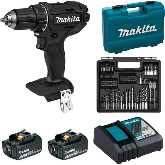 Perceuse-visseuse 18V Black avec accessoires + 2 batteries 3Ah + chargeur rapide + coffret - MAKITA - DDF482FX1B