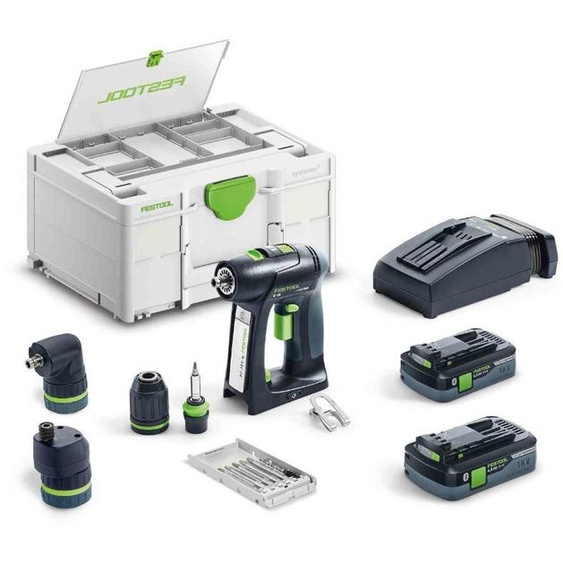 Perceuse-visseuse 18 V C 18 HPC 4,0 I-Set + 2 batteries 4 Ah + chargeur + coffret SYSTAINER SYS3 FESTOOL 577617