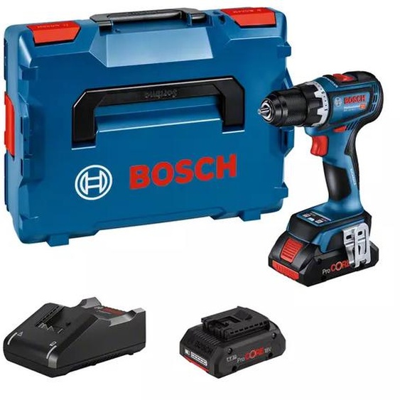 Perceuse visseuse 18V GSR 18V-90C moteur sans charbon + 2 batteries Procore 4Ah + chargeur en coffret L-BOXX - BOSCH - 06019K6004