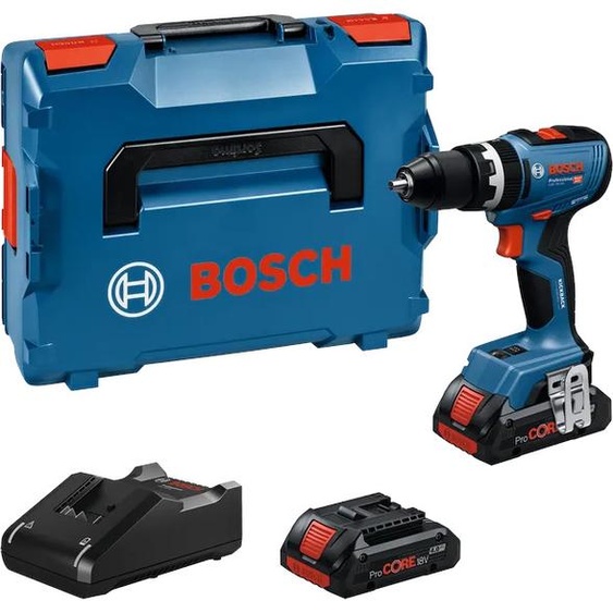 Perceuse-visseuse à percussion 18 V GSB 18V-65 + 2 batteries PROCORE 4 Ah + chargeur + L-BOXX BOSCH 06019N3306
