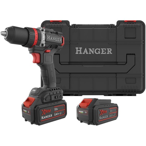 Perceuse-visseuse à percussion 18V DC18-90X5 + 2 batteries Li-Ion 5Ah + chargeur + Hangbox - HANGER - 400201