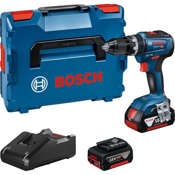 Perceuse-visseuse à percussion 18V GSB 18V-55 + 2 batteries 4Ah + chargeur + coffret L-BOXX - BOSCH - 06019H5300