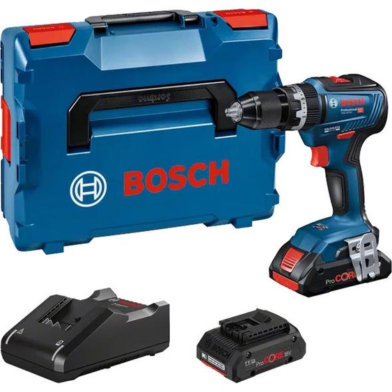 Perceuse-visseuse à percussion 18V GSB 18V-55 Professional + 2 batteries ProCORE18V 4Ah + chargeur rapide + coffret L-BOXX - BOSCH - 06019H5304