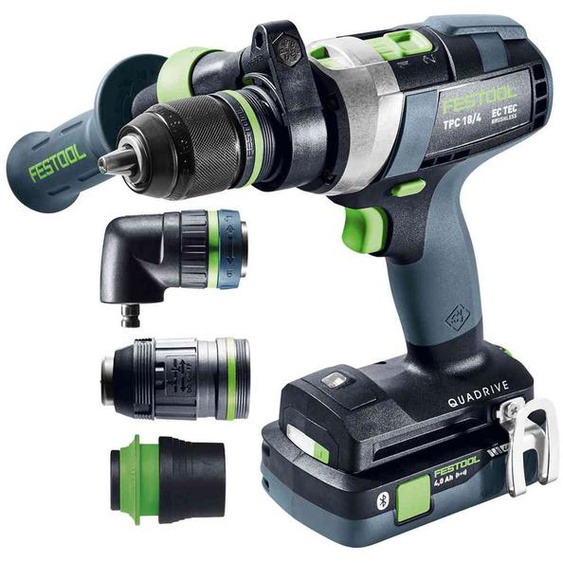 Perceuse-visseuse à percussion 18V QUADRIVE TPC 18/4 5,0/4,0 I-Set/XL + 1 batterie 4Ah + 1 batterie 5Ah + chargeur + Systainer SYS3 - FESTOOL - 577622