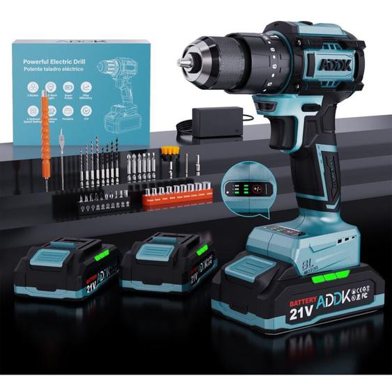 Tanant - Perceuse visseuse à percussion 21V 45Nm, Perceuse à percussion sans fil 2 x 2Ah batteries, 24+3 Réglages de Couple - Bleu