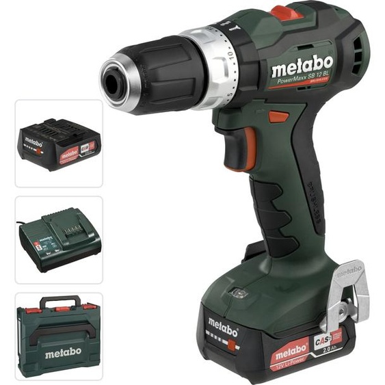 Perceuse visseuse METABO12 V PowerMaxx BS 12 BL - 2 Batteries 2.0Ah, chargeur - 601044500