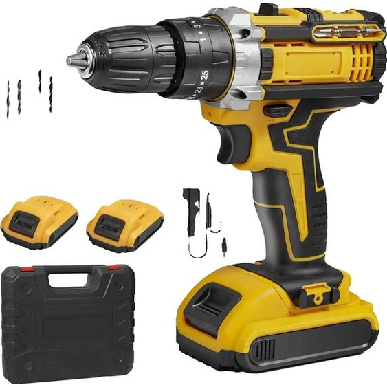 Perceuse-visseuse sans fil, couple de 45Nm, jeu de 23 accessoires, noir