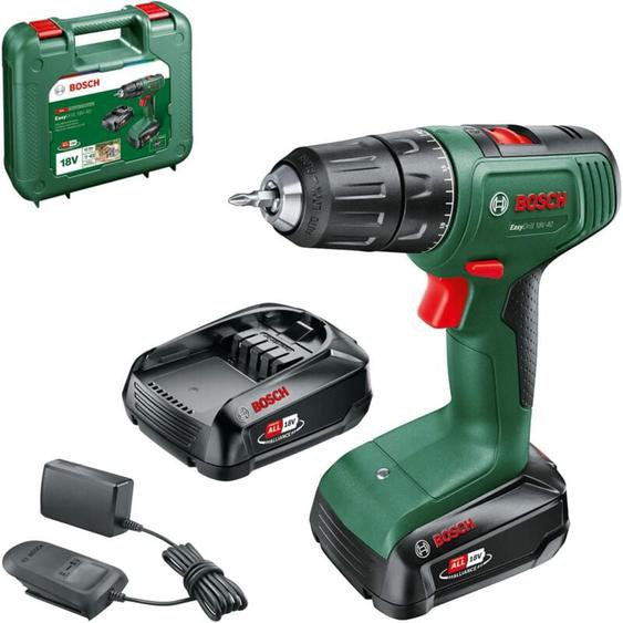 Perceuse-visseuse sans fil Home and Garden EasyDrill 18V-40 Bosch avec 2 batteries 18 v 2.0 Ah - chargeur - coffret - 06039D8005