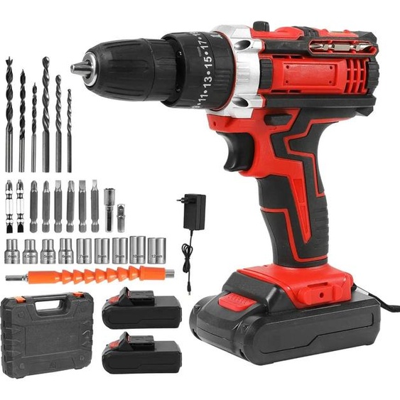 Perceuse-visseuse sans fil - Moteur sans balais - 2 batteries - Éclairage LED - 220 V - Jaune