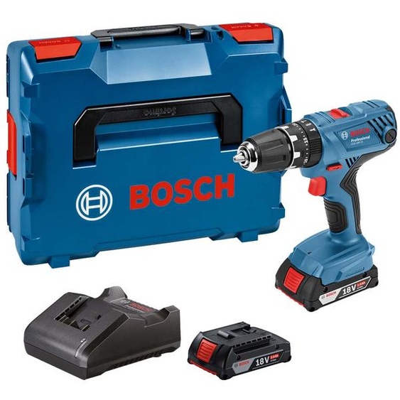 Perceuses-visseuses à percussion 18V GSB 18V-21 Professional + 2 batteries 2Ah + chargeur + coffret L-CASE - BOSCH - 06019H1109
