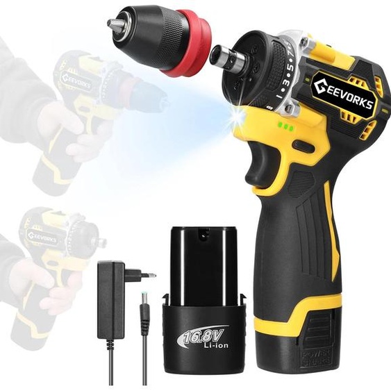 Perceuses-visseuses - Visseuse sans fil 16,8 V - Moteur sans balais - Couple de 45 Nm - Perçage et vissage 2 en 1 - Prise UE - Gold