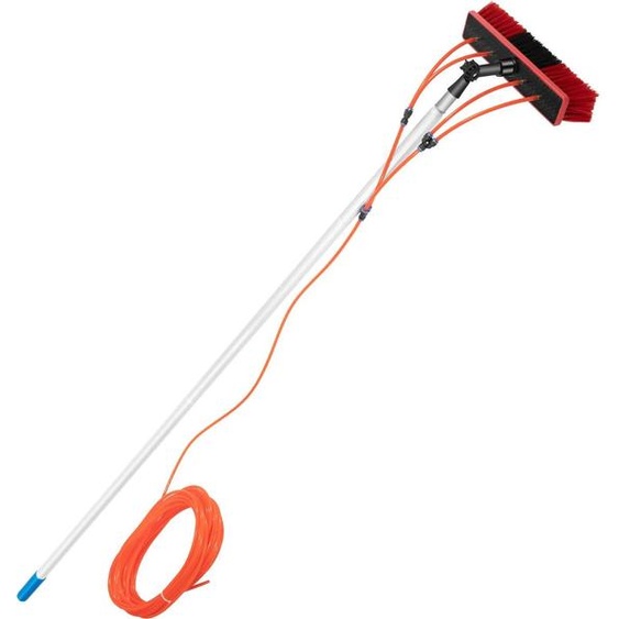 Perche télescopique à eau avec brosse, 7,4 m (24,3 ft), pour fenêtres et panneaux solaires, réglable, multicolore