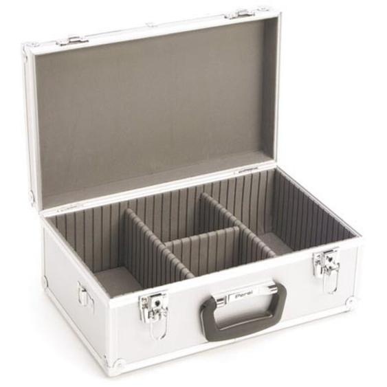 Perel Coffret CD, 60 CD, serrure à clé, 2 clés, aluminium, 424 x 265 x 173 mm