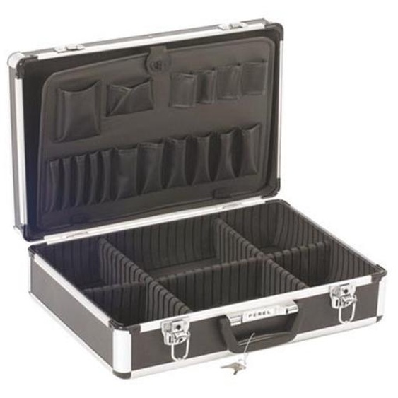 Perel Mallette à outils, inserts pour poches à outils, compartiments réglables, serrure à clé, 2