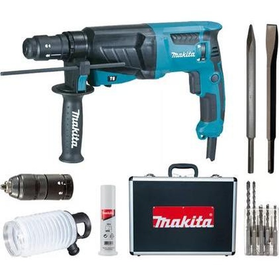 Perforateur burineur SDS Plus - 800W 26mm - MAKITA - avec coffret aluminium + Kit daccessoires - HR2631FTX4
