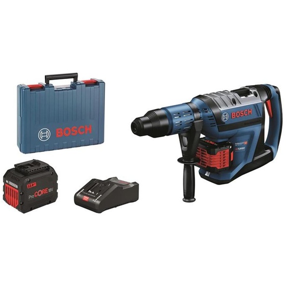 Bosch BITURBO GBH GBH 18V-45 C Marteau sans fil professionnel (bleu/noir, 2x batterie ProCORE18V 12.0Ah, mode Bluetooth)
