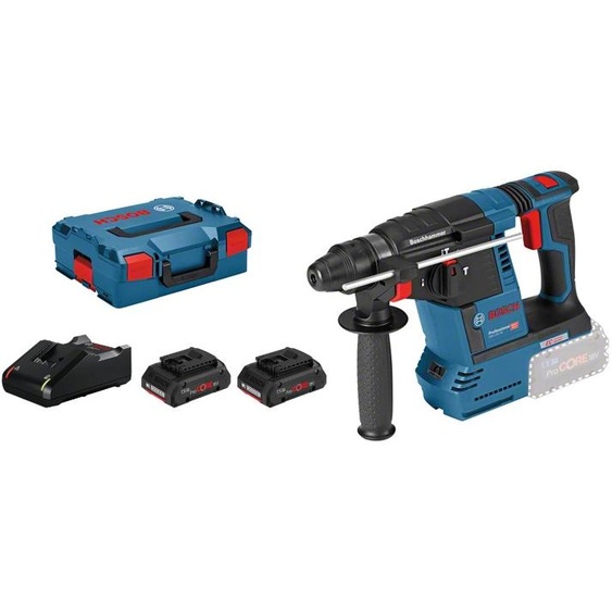 Perforateur SDS Plus 18 V GBH 18V-26 + 2 batteries Procore 4 Ah + chargeur + coffret L-BOXX BOSCH 061190900Q