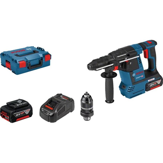 Perforateur SDS-Plus 18V GBH 18V-26 F Professional + 2 batteries 5Ah + chargeur rapide + coffret L-BOXX - BOSCH - 0611910007