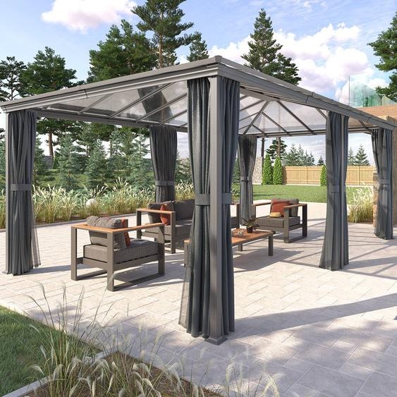 Pergola autoportante BELIZE Graphite 3,6 x 6 m - Structure en aluminium et polycarbonate Hespéride