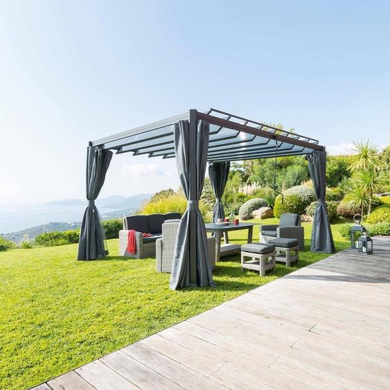 Pergola autoportante BELIZE Graphite 3,8 x 3 m - Structure en aluminium et polycarbonate Hespéride