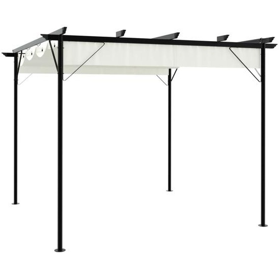 Pergola avec toit rétractable Blanc crème 3 x 3 m Acier