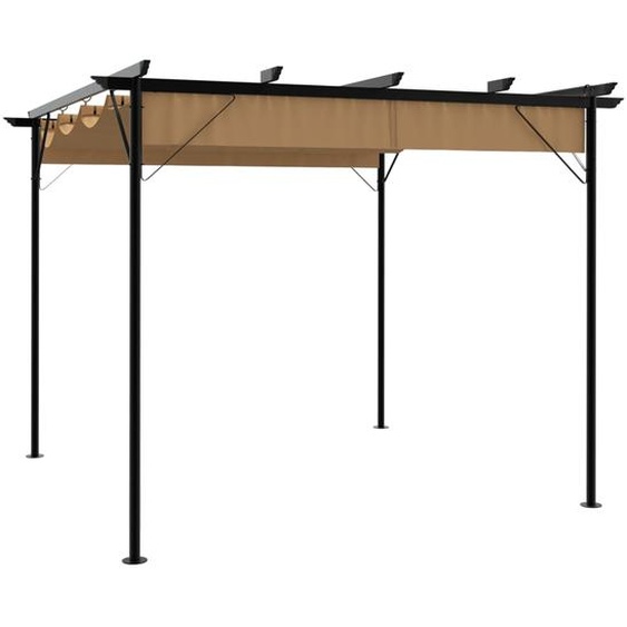 Pergola avec toit rétractable taupe 3x3 m acier 180 g/m²