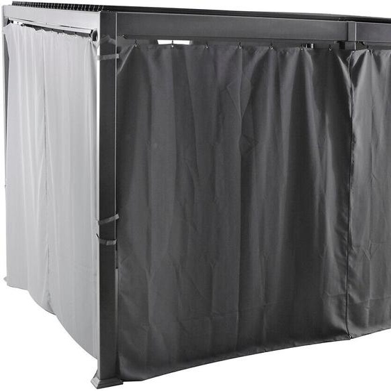 Pergola AVILA Graphite + 1 kit de rideaux 4 x 3 m - Aluminium traité époxy, Acier galvanisé Hespéride