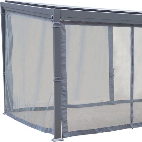 Pergola AVILA Graphite avec 1 kit de moustiquaire 6 x 3,5 m - Aluminium traité époxy Hespéride
