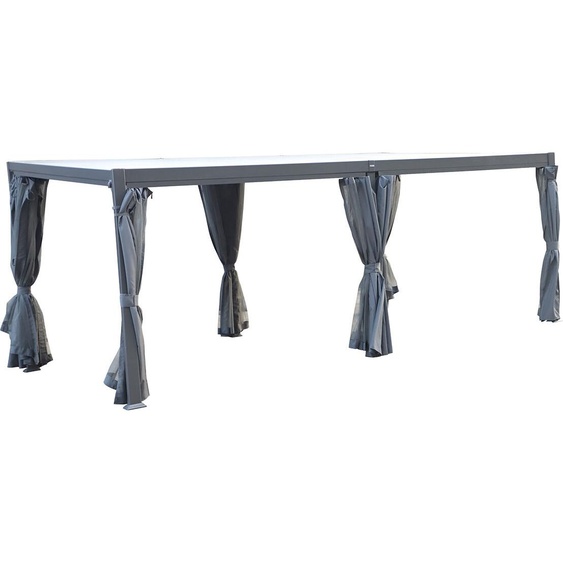 Pergola AVILA Graphite avec 1 kit de rideaux 6 x 3,5 m - Aluminium traité époxy Hespéride