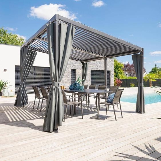 Pergola bioclimatique AVILA Graphite 4 x 3 m - Structure et lames simples en aluminium Hespéride