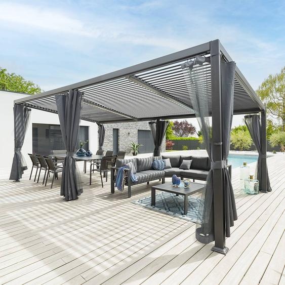 Pergola bioclimatique AVILA Graphite 6 x 3,5 m - Structure et lames simples en aluminium Hespéride