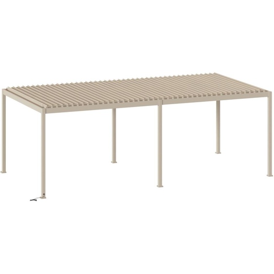 Pergola bioclimatique électrique EVORA Argile 6 x 3 m - Structure et lames doubles en aluminium Hespéride